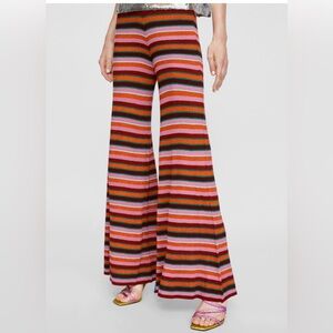 Zara Special Edition Metallic Knit Striped Pants. Size M
